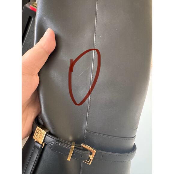 Fendi 105MM Leather Traced Heel Boots 38.5 Nero - Picture 11 of 11